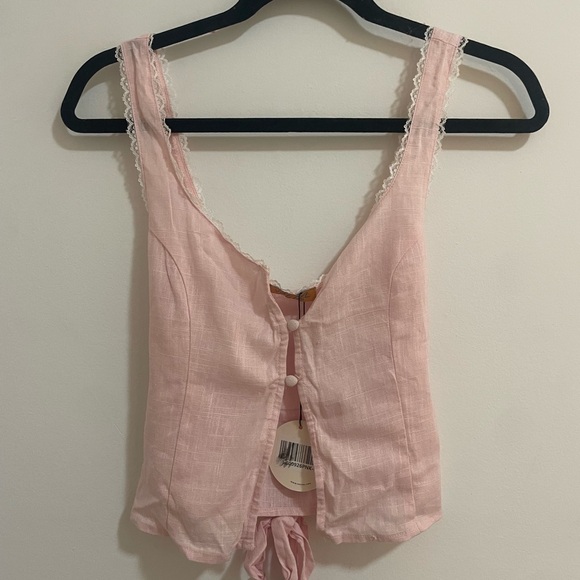 VRG GRL LOVE LANGUAGE BUTTON FRONT TOP BLUSH - Picture 4 of 6